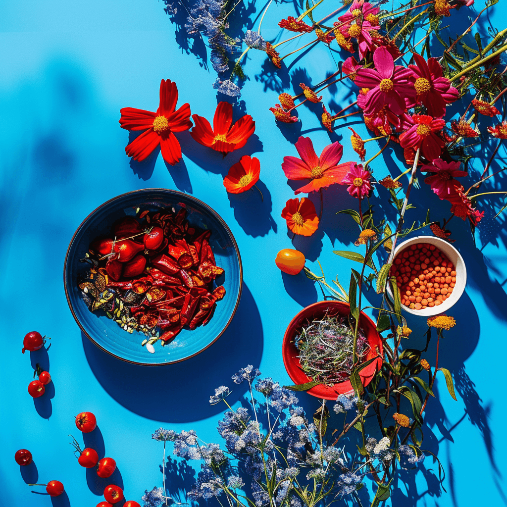 mariekaaas_plant-based_food_in_red_and_blue._In_the_style_of_sa_5f5a328f-3fdb-4e0d-942d-76615d1b7894.png